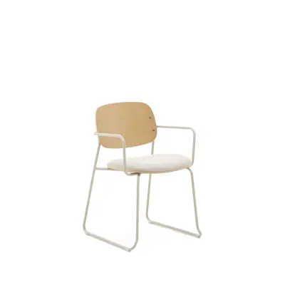 KAVE HOME Meli matstol, med armstöd - askfaner, beige chenille och beige metall