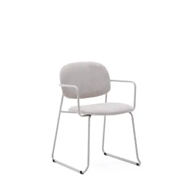 KAVE HOME Meli matstol, med armstöd - beige chenille och beige metall