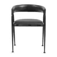 KILROY INDBO Melissa #7644 matstol med armst&ouml;d - svart l&auml;der och j&auml;rn