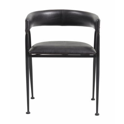 KILROY INDBO Melissa #7644 matstol med armstöd - svart läder och järn