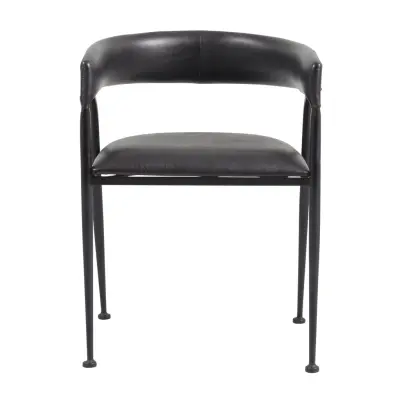 KILROY INDBO Melissa #7644 matstol med armstöd - svart läder och järn