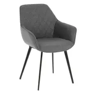 LAFORMA Aminy Matstol, med Armst&ouml;d - Gr&aring;tt Tyg och Svart St&aring;l