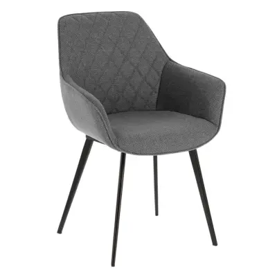 LAFORMA Aminy Matstol, med Armstöd - Grått Tyg och Svart Stål