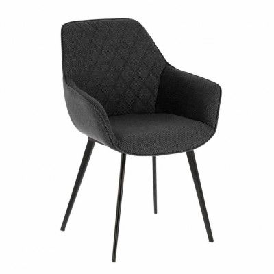 LAFORMA Aminy Matstol, med Armstöd - Mörkgrått Tyg och Svart Stål