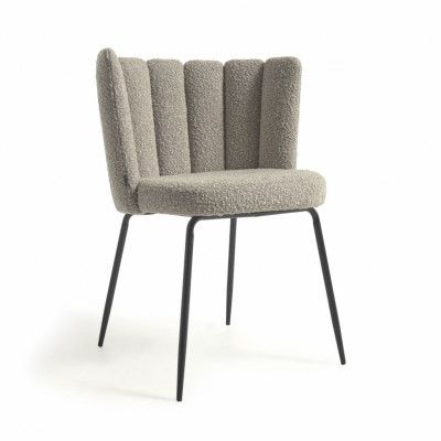 KAVE HOME Aniela Matstol - Grått Tyg och Svart Metall