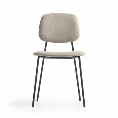 LAFORMA Benilda matstol - beige tyg, ekfanér och svart stål