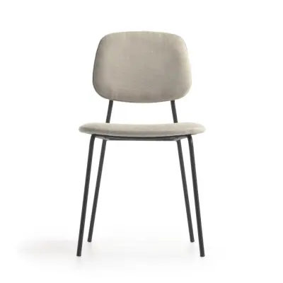 LAFORMA Benilda matstol - beige tyg, ekfanér och svart stål