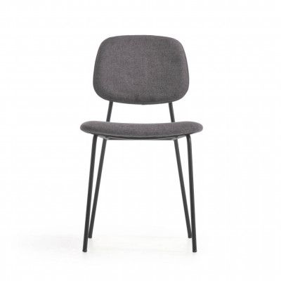 LAFORMA Benilda matstol - mörkgrått tyg, ekfanér och svart stål