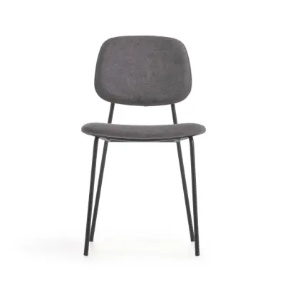 LAFORMA Benilda matstol - mörkgrått tyg, ekfanér och svart stål