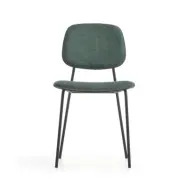 LAFORMA Benilda matstol - m&ouml;rkgr&ouml;nt tyg, ekfaner och svart st&aring;l