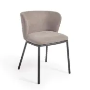 KAVE HOME Ciselia matstol - ljusbrunt chenilletyg och svart stål