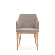 KAVE HOME Croft matbordsstol, med armstöd - brunt chenilletyg och naturligt ask