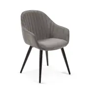 LAFORMA Herbert Matstol med Armst&ouml;d - Gr&aring; Sammet och Metall