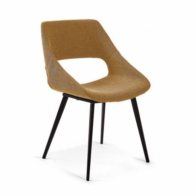 LAFORMA Hest Matstol med Armstöd - Senapsgult Tyg och Metall