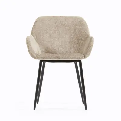 KAVE HOME Konna Matstol, med Armstöd - Beige Chenille och Svart Stål