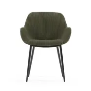KAVE HOME Konna Matstol, med Armstöd - Mörkgrön Manchester Sammet och Svart Stål