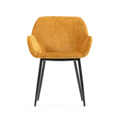 LAFORMA Konna Matstol, med Armstöd - Senapsgul Chenille och Svart Stål