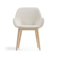 KAVE HOME Konna Matstol, med Armstöd - Vitt Tyg och Naturlig Ask