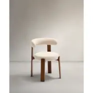 KAVE HOME Matstol i granit - beige chenille och valnötsfinish ask