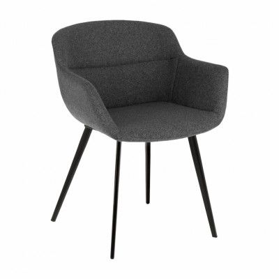 LAFORMA Nadya Matstol, med Armstöd - Mörkgrått Tyg och Svart Stål