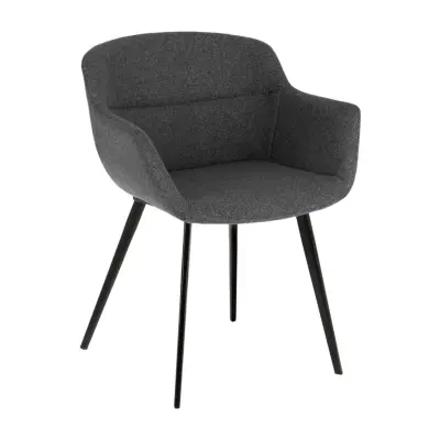 LAFORMA Nadya Matstol, med Armstöd - Mörkgrått Tyg och Svart Stål