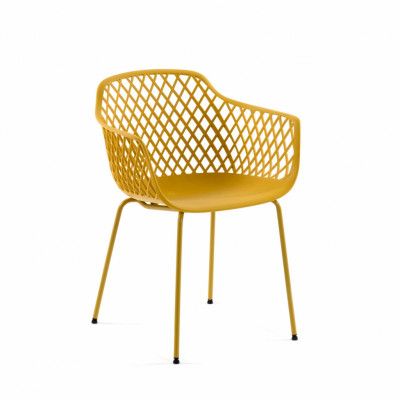 KAVE HOME Quinn Matstol med Armstöd - Gul Plast och Metall