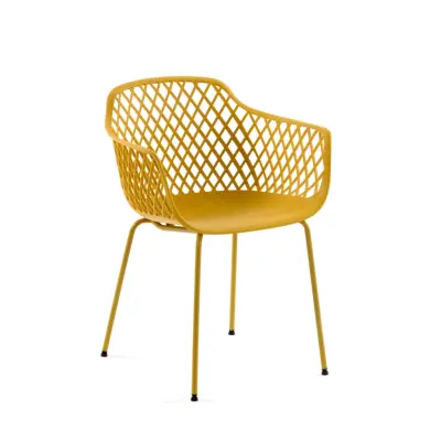 KAVE HOME Quinn Matstol med Armstöd - Gul Plast och Metall