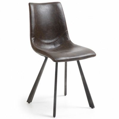 LAFORMA Trac Matstol - Mörkbrun PU och Svart Stål