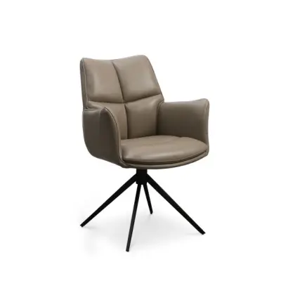 Lily matstol, med armstöd och vridfunktion - nougatläder och svarta ben