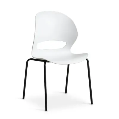 Linea matstol - vit PVC och svart metall
