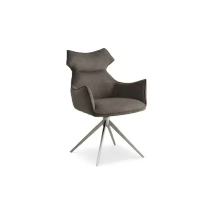 Liva matstol, med lock. armstöd och vridfunktion - Sephiabrunt tyg och metall