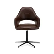 Luna Matstol, med Armstöd - Mörkbrun PU