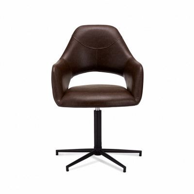 Luna Matstol, med Armstöd - Mörkbrun PU