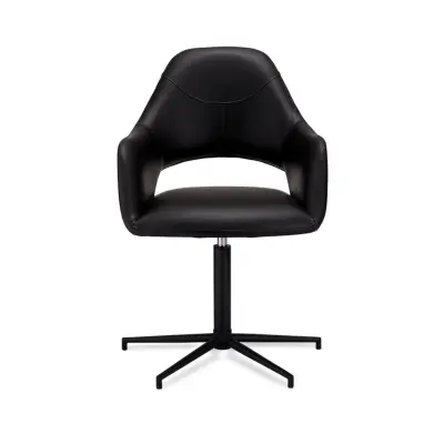 Luna Matstol, med Armstöd - Svart PU