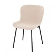 Matstol med nalle - beige bouclétyg och svart metall