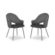 MICADONI Johnny matstol med armst&ouml;d - antracitgr&aring; sammet och svart metall