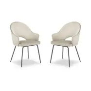 MICADONI Johnny matstol med armst&ouml;d - beige sammet och svart metall