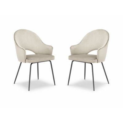 MICADONI Johnny matstol med armstöd - beige sammet och svart metall