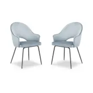 MICADONI Johnny matstol med armst&ouml;d - bl&aring; sammet och svart metall