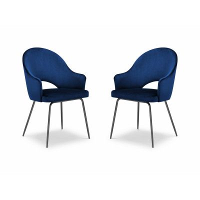 MICADONI Johnny matstol med armstöd - blå sammet och svart metall