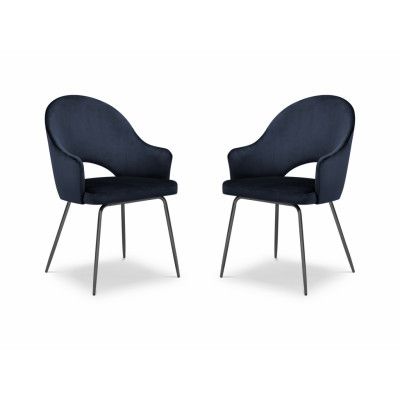 MICADONI Johnny matstol med armstöd - blå sammet och svart metall