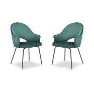 MICADONI Johnny matstol med armst&ouml;d - bl&aring; sammet och svart metall