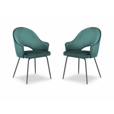 MICADONI Johnny matstol med armstöd - blå sammet och svart metall