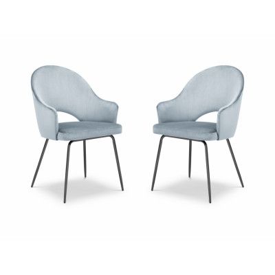 MICADONI Johnny matstol med armstöd - blå sammet och svart metall