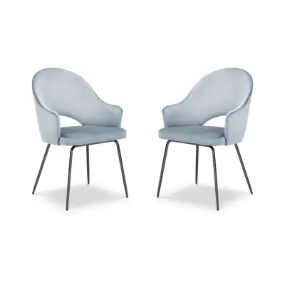 MICADONI Johnny matstol med armstöd - blå sammet och svart metall