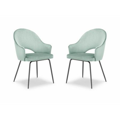 MICADONI Johnny matstol med armstöd - blå sammet och svart metall