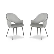 MICADONI Johnny matstol med armst&ouml;d - gr&aring; sammet och svart metall