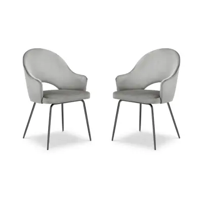 MICADONI Johnny matstol med armstöd - grå sammet och svart metall