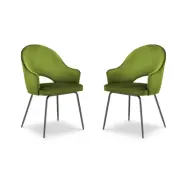 MICADONI Johnny matstol med armst&ouml;d - gr&ouml;n sammet och svart metall