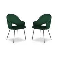 MICADONI Johnny matstol med armst&ouml;d - gr&ouml;n sammet och svart metall